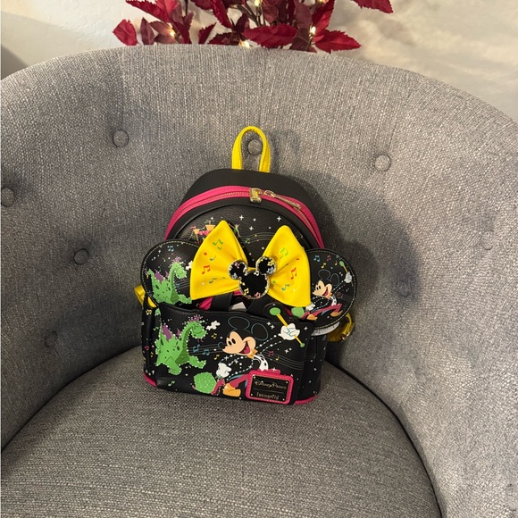 Disney Minnie Mouse Kids Backpack - Black Yellow and Pink